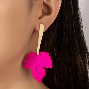New Pink Leaf Earrings